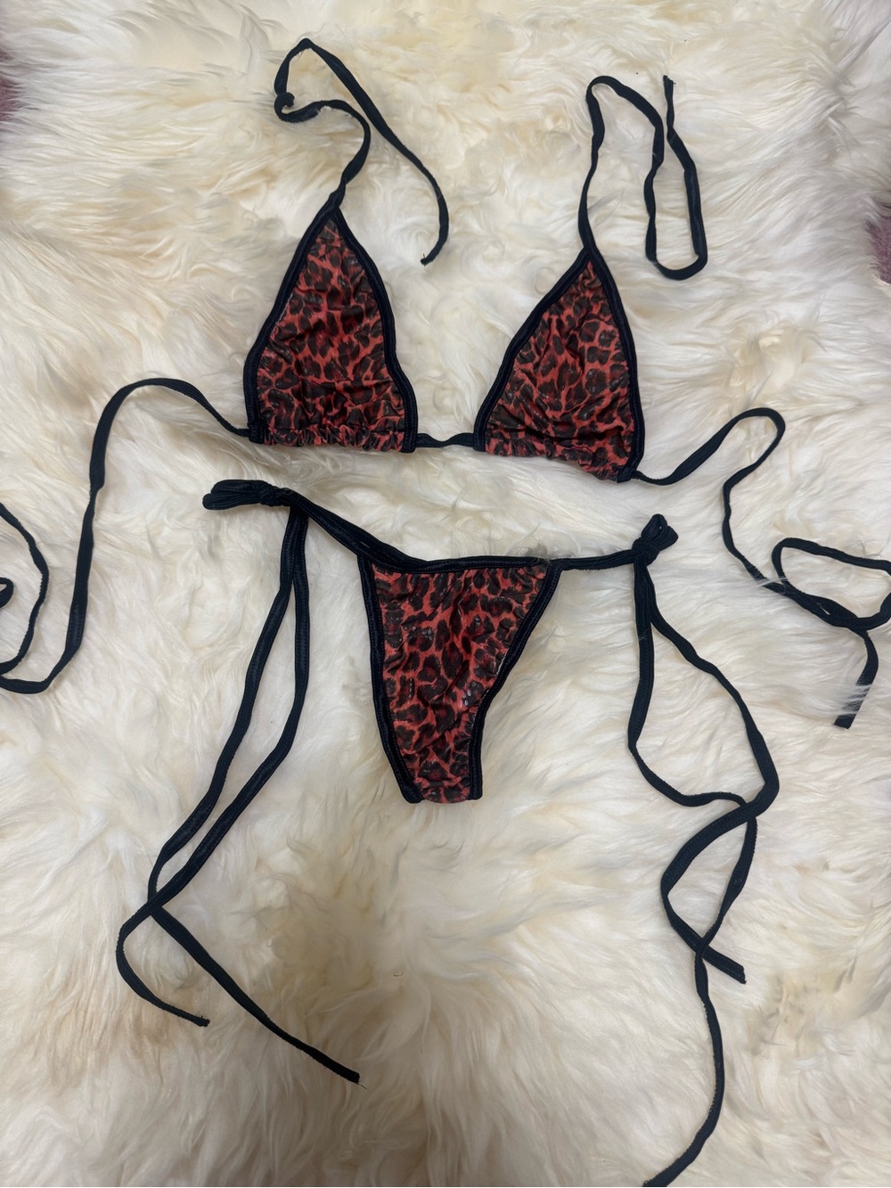 New small red black leopard bikini lingerie gothic emo festival rave outfit